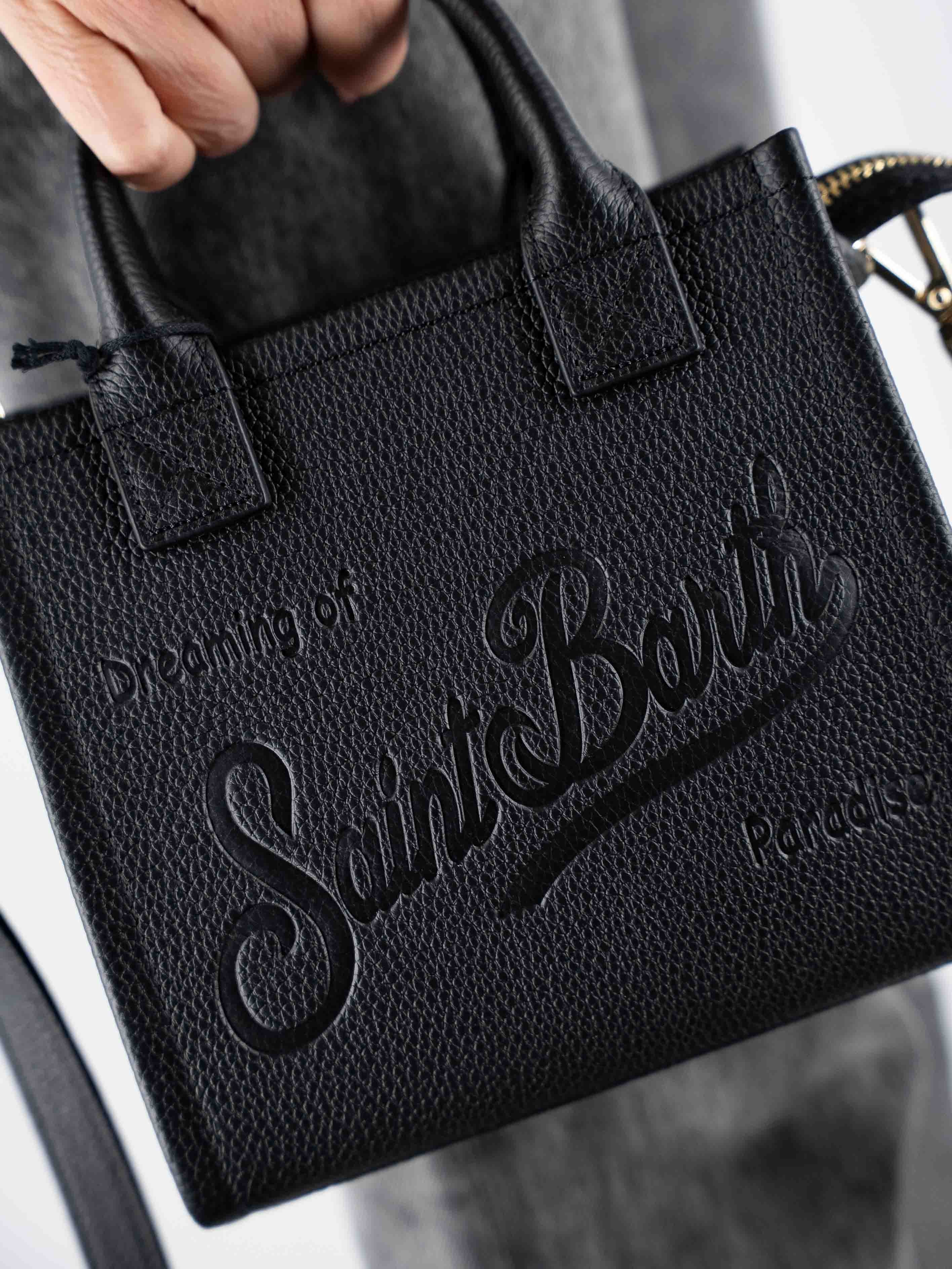 Mini Vanity Bag in Black Hammered Leather