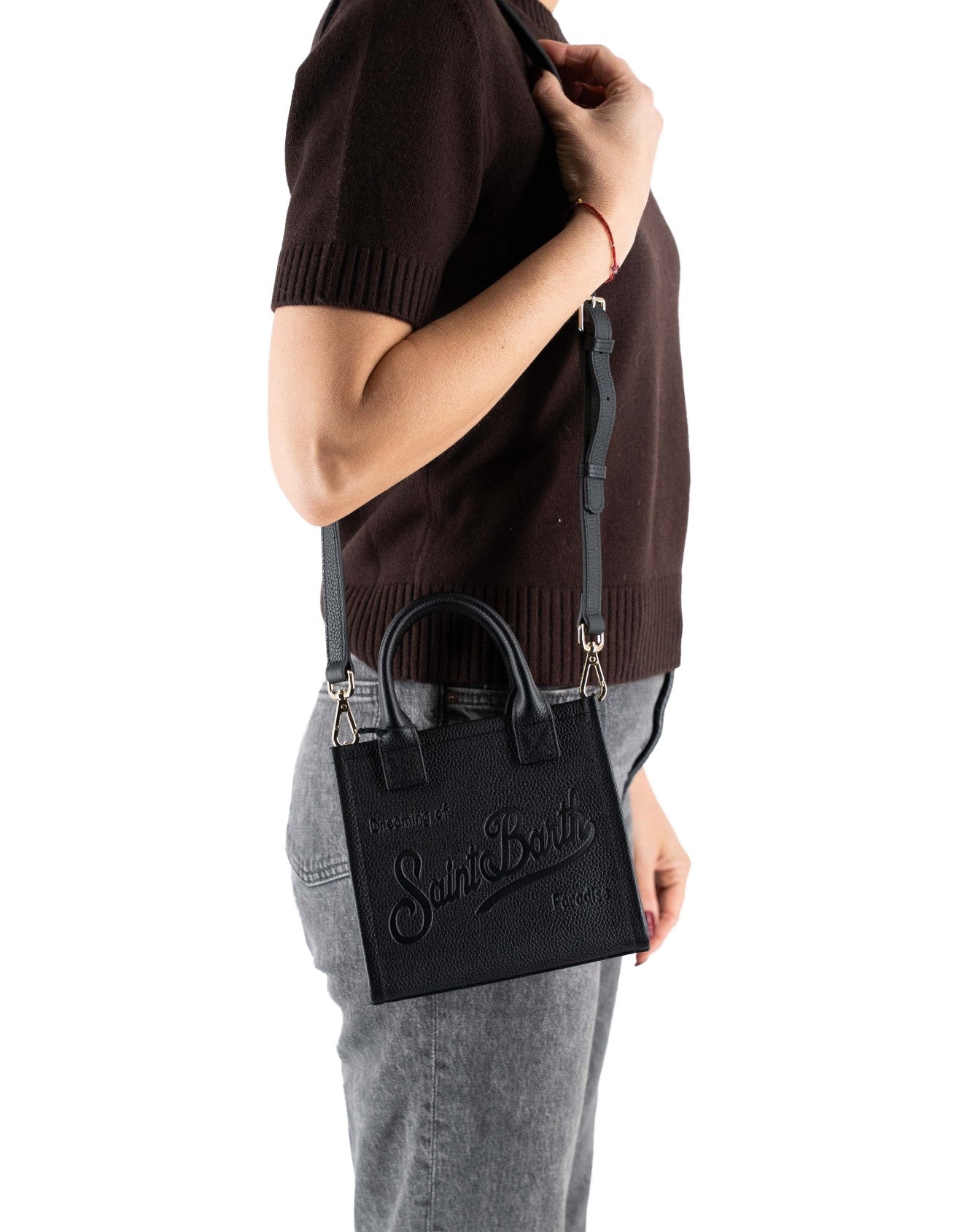 Mini Vanity Bag in Black Hammered Leather