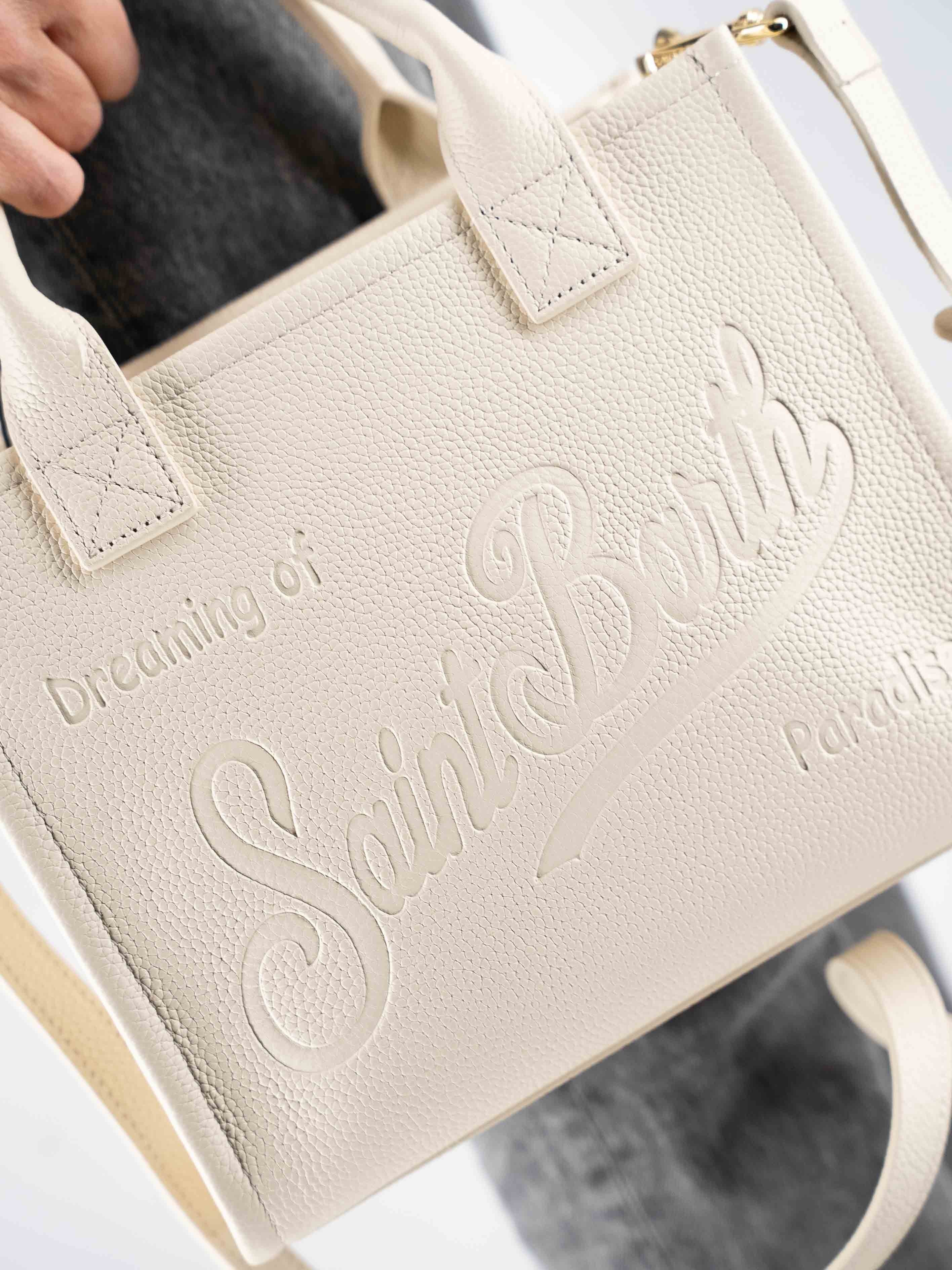 White Hammered Leather Midi Vanity Bag