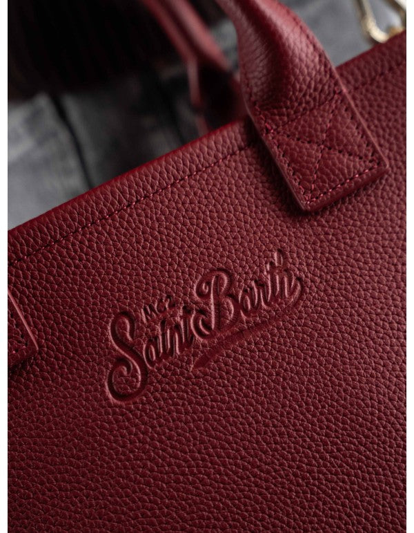 Burgundy Hammered Leather Midi Vanity Bag