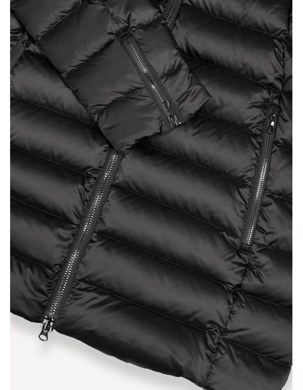 Piumino A Trapezio Con Cappuccio Full Zip