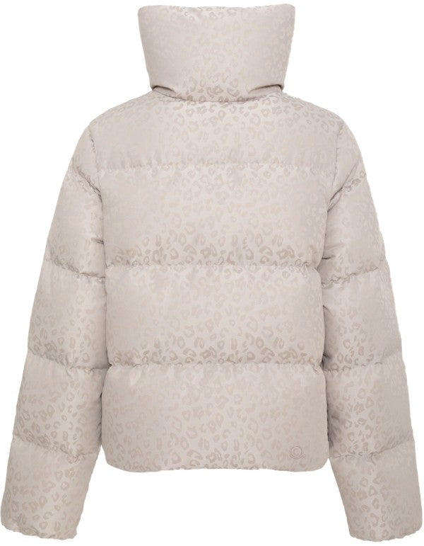 Beige Animalier Short Down Jacket