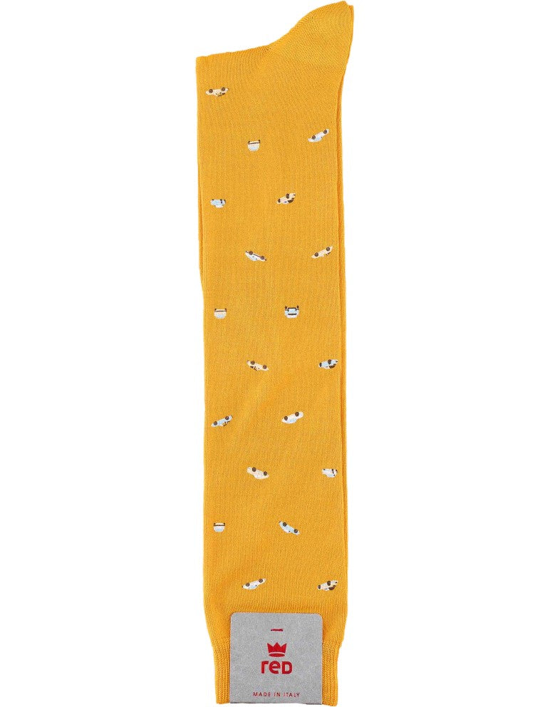 Men's Long Socks with Fast Car Print Amber