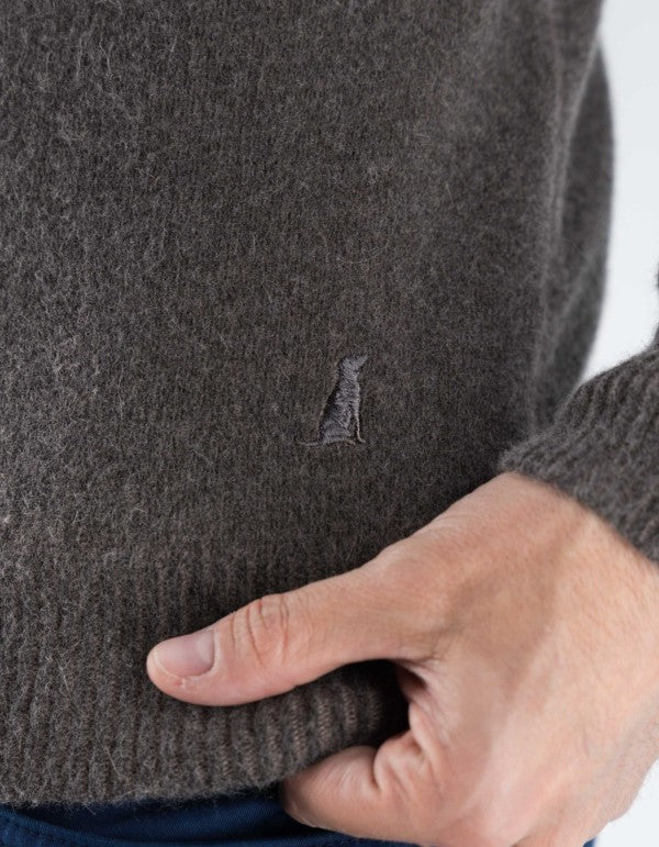 Goteborg Zip-Up Hoodie in Wool and Cashmere Dark Brown