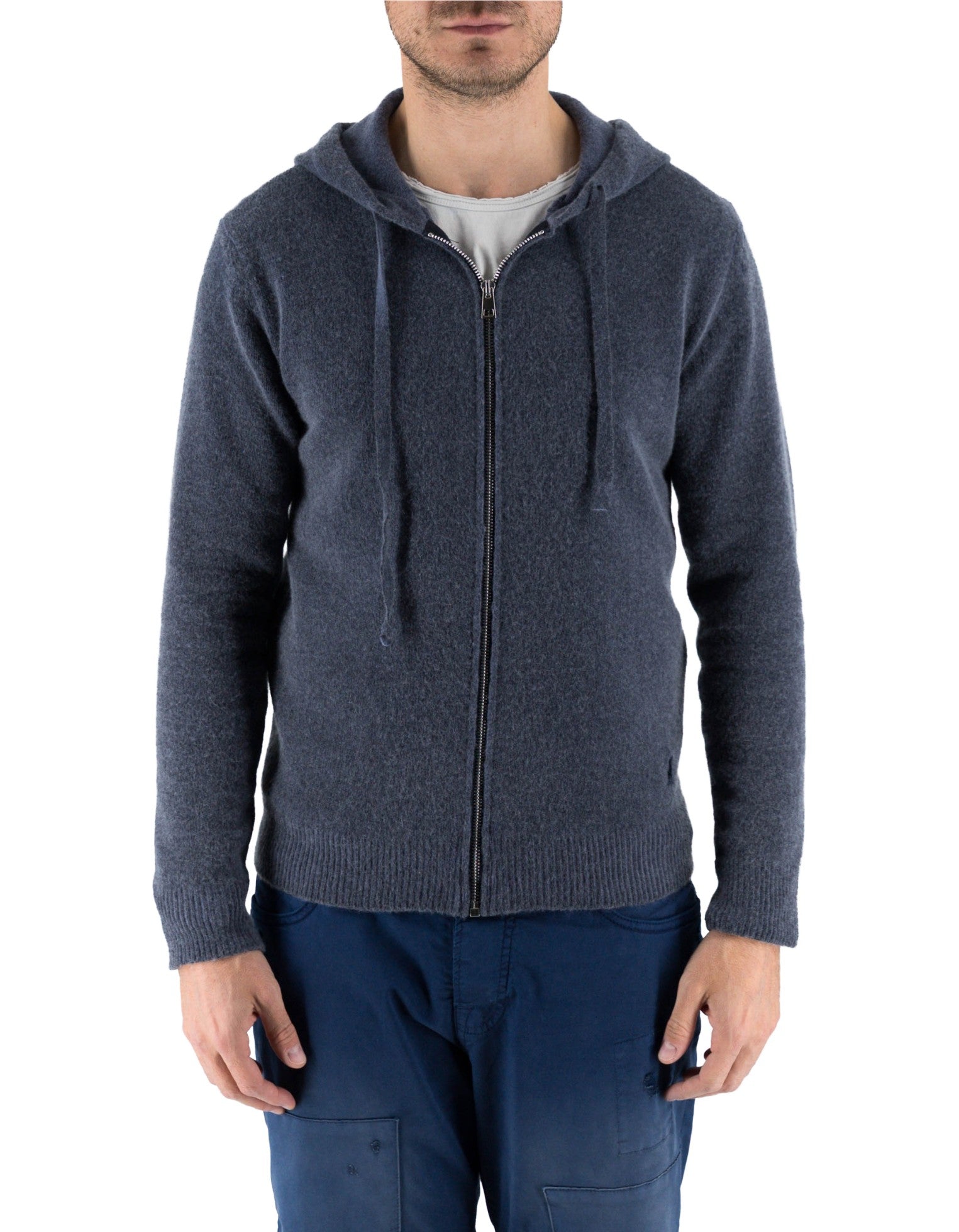 Goteborg Zip-Up Hoodie in Midnight Blue Cashmere Wool