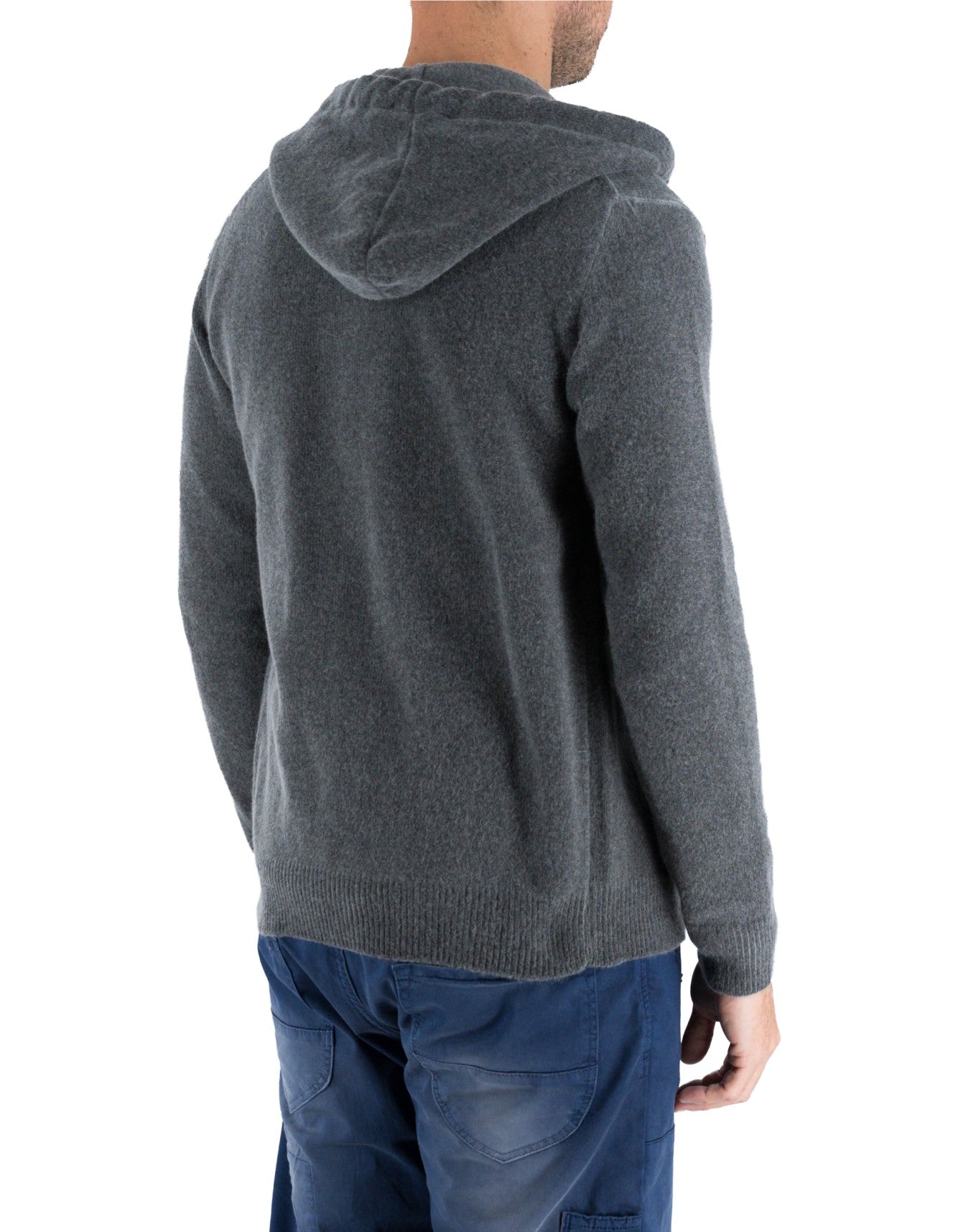 Maglia Goteborg Zip E Cappuccio Lana Cashmere Grigio Scuro