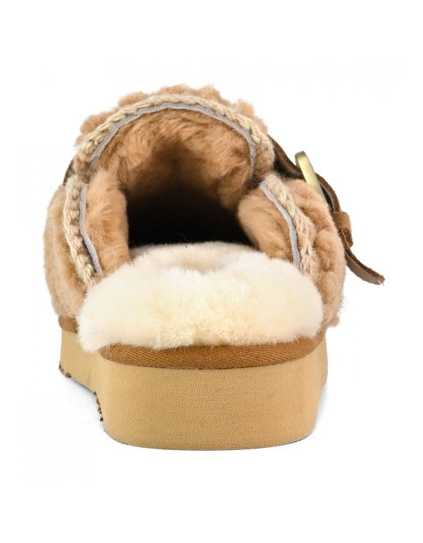 Curly Clog Eskimo Cognac