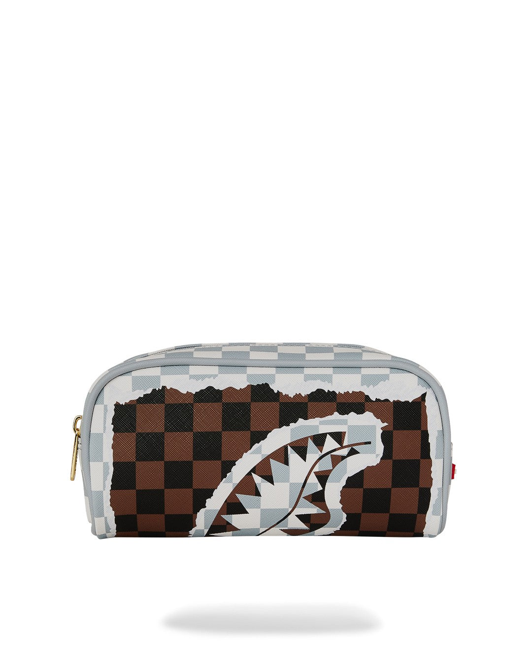 Cream And Brown Tear Check Pouch