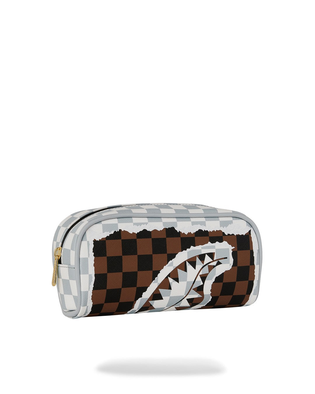 Cream And Brown Tear Check Pouch