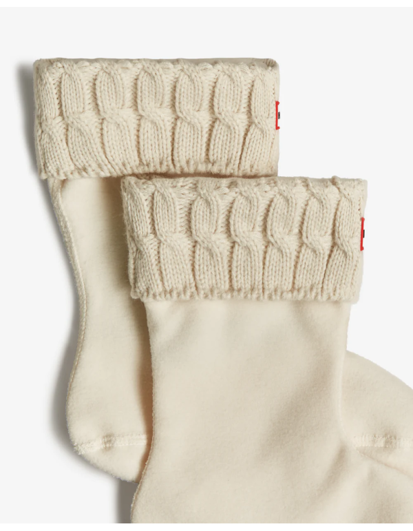6 Stitch Cable Short Boot Sock Hunter White