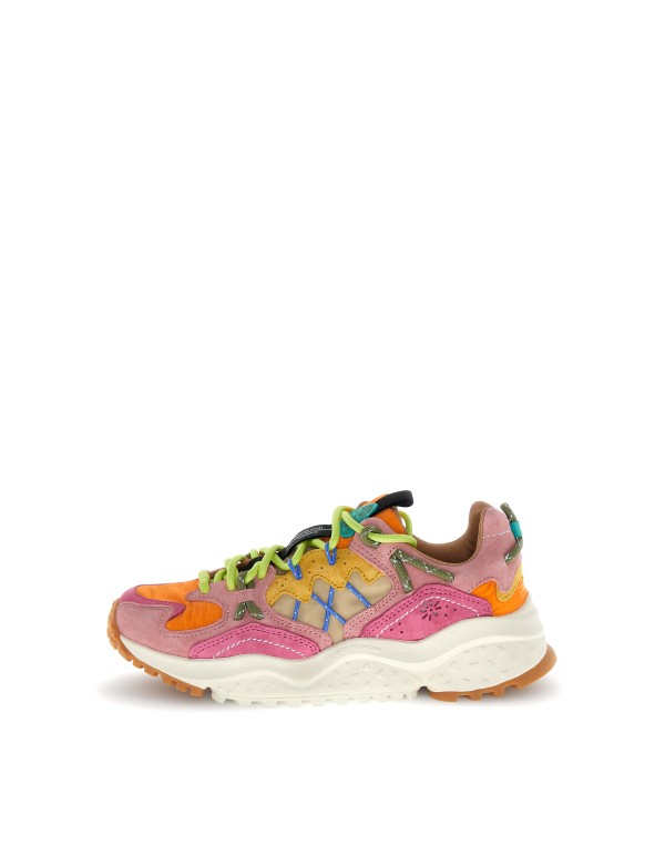 Yamabushi Woman Suede/nylon Ripstop Sneaker Fuchsia-orange Fuxia
