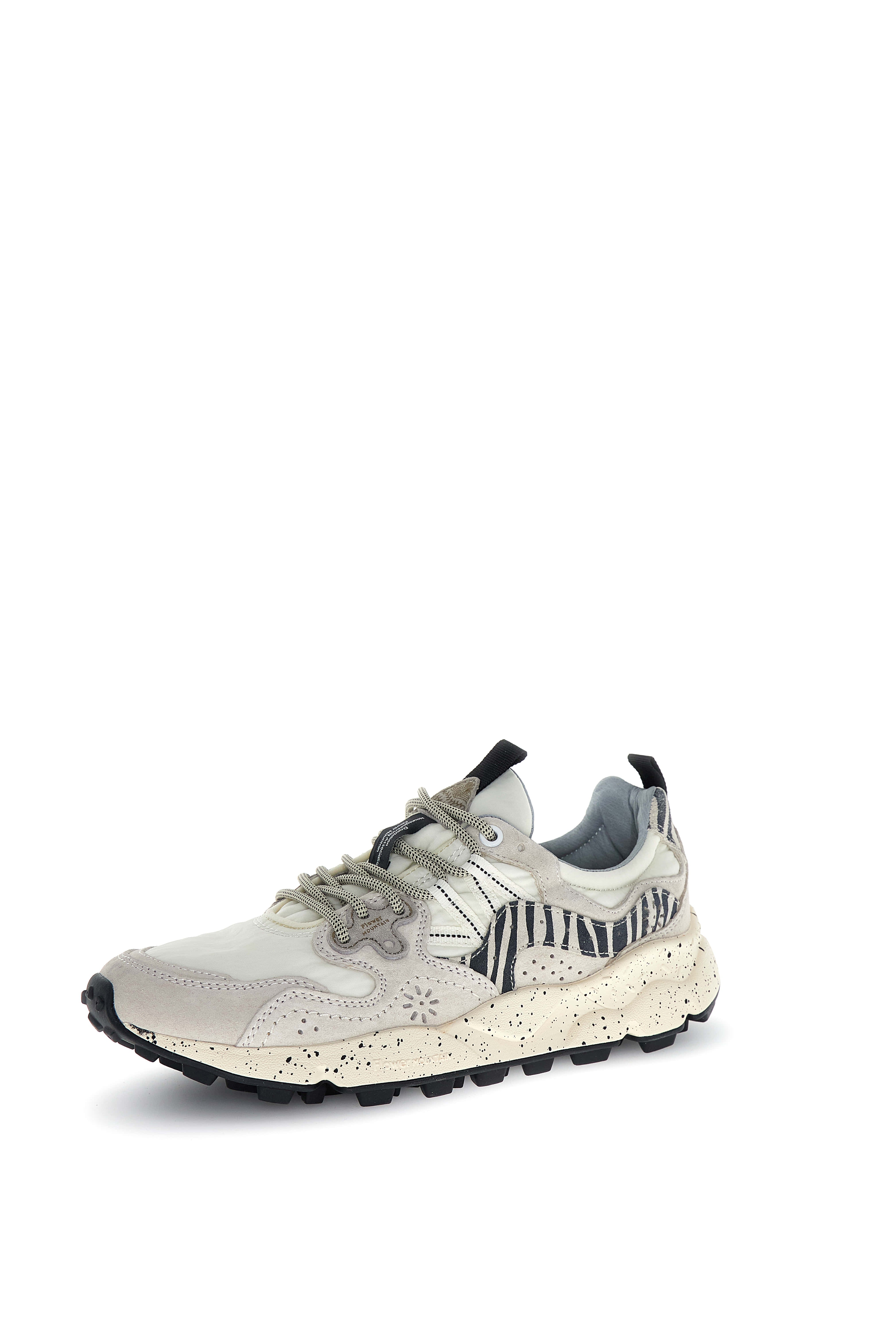 Yamano 3 Uni Suede/nylon/animal print sneaker Off White-black White.
