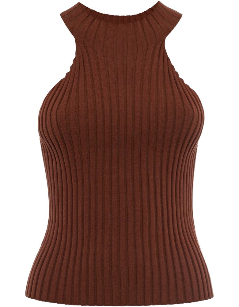 Ma143 Cocoa Turtleneck Tank Top