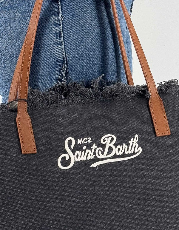 Borsa In Canvas Con Frange City Bag Fringe 00 Emb