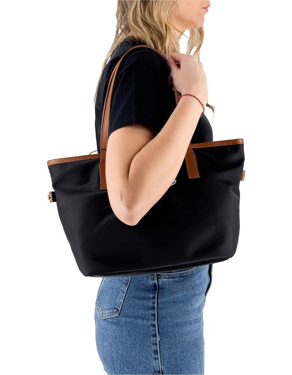 Borsa A Spalla City Bag Nylon Nera 0018 Emb