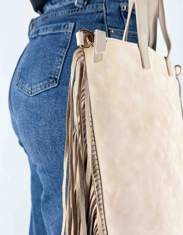 Zaino/Borsa Frange Avorio Ma148