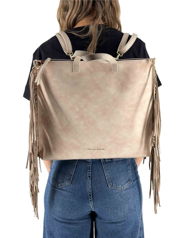 Zaino/Borsa Frange Avorio Ma148