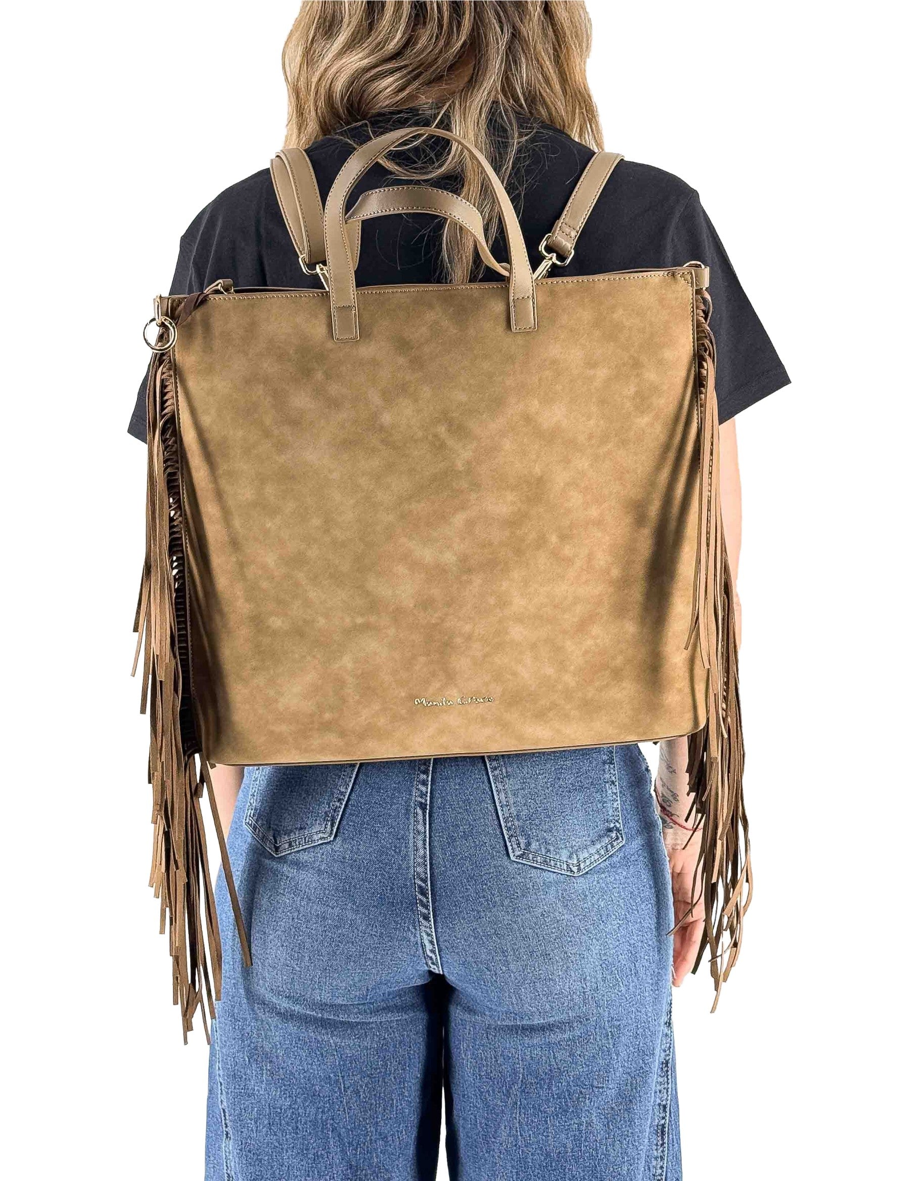 Brown Fringe Backpack/Bag Md607