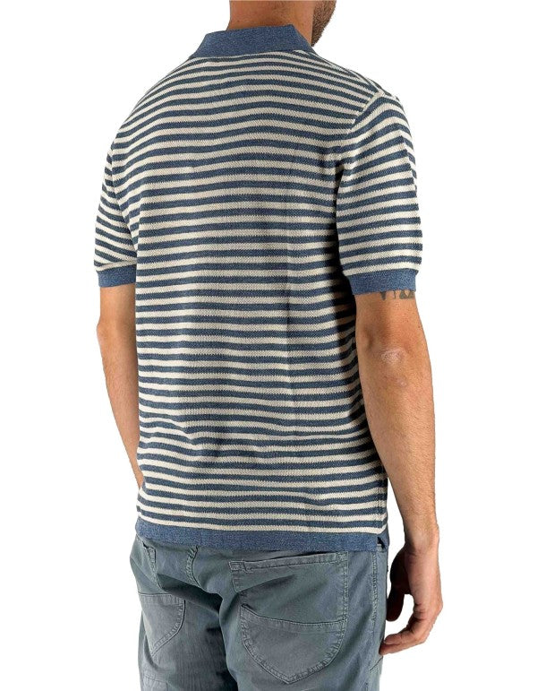 Sloan Men's Striped Denim Polo Shirt in Cotton Thread