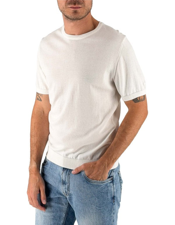 T-Shirt In Filo 100% Cotone Monterosso Panna
