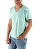 T-Shirt 100% Cotone Scollo A V Verde Acqua