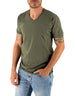 T-Shirt 100% Cotone Scollo A V Verde Mosca