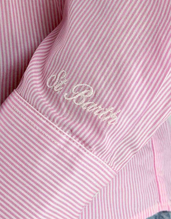 Camicia Cristal Cotton Stripes Micro V Rosa