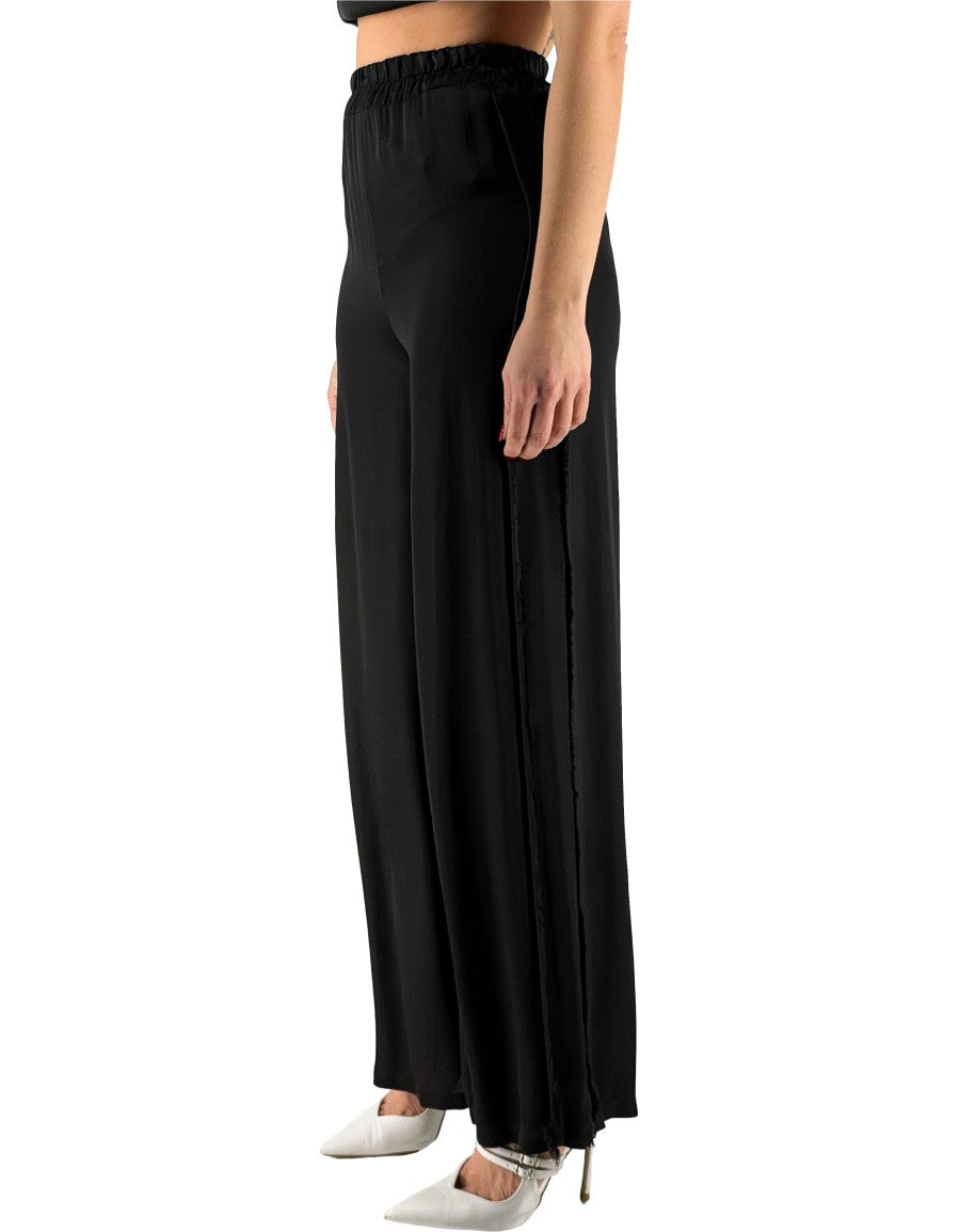 Ma001 Black Frayed Palazzo Pants
