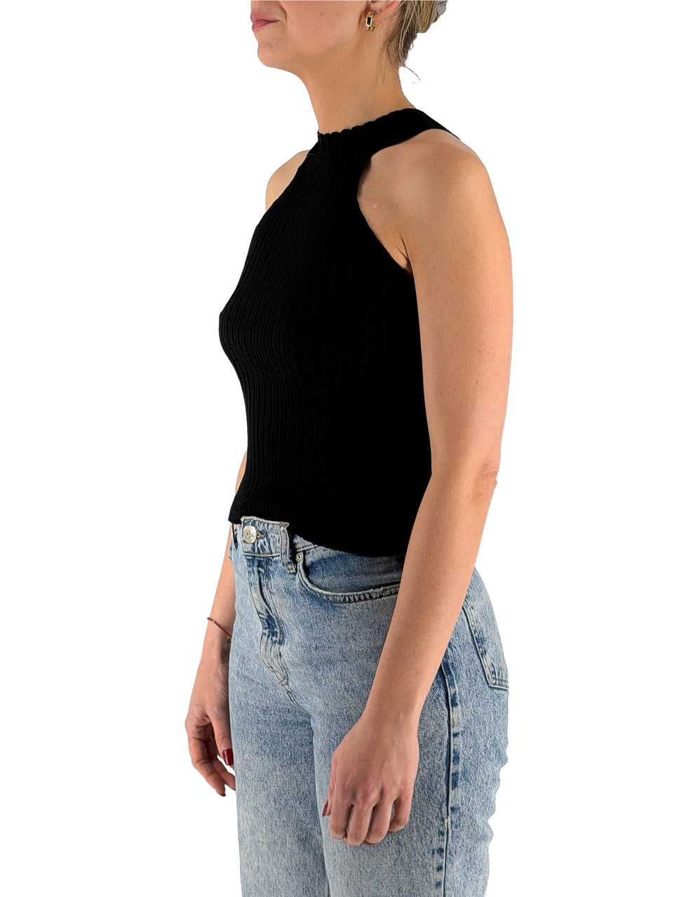 Black Turtleneck Tank Top Ma001