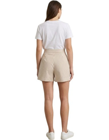 Amani Cotton Beige Striped Shorts