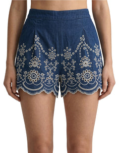 Amani Chambray Women's Shorts M Morris Flower Blue