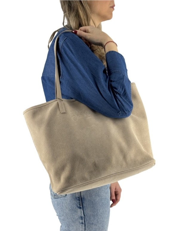 Borsa City Bag Suede Beige