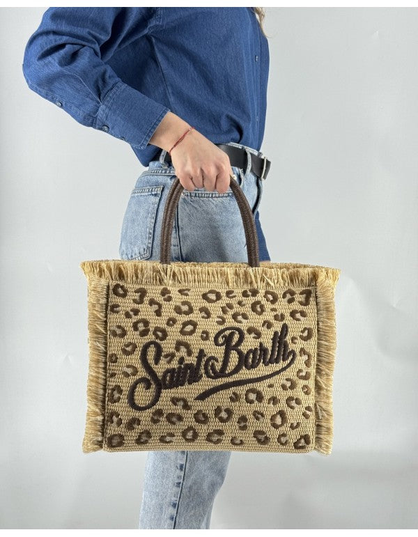 Vanity Straw Leopard 18 Emb. bag