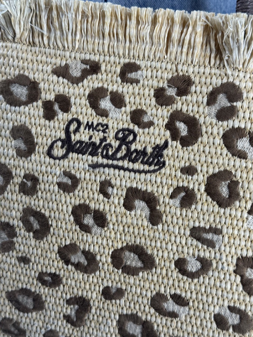 Borsa Vanity Straw Leopard 18 Emb