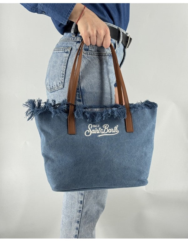 Borsa City Bag Mid Fringe Denim