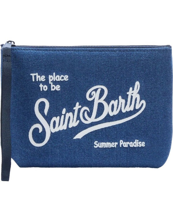 Aline Denim Emb Clutch