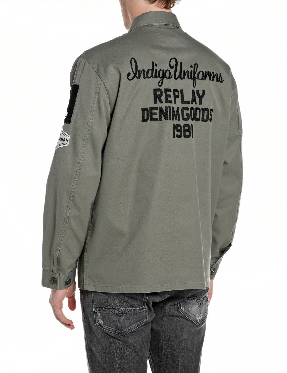 Giacca Camicia Con Patch E Logo Light Military