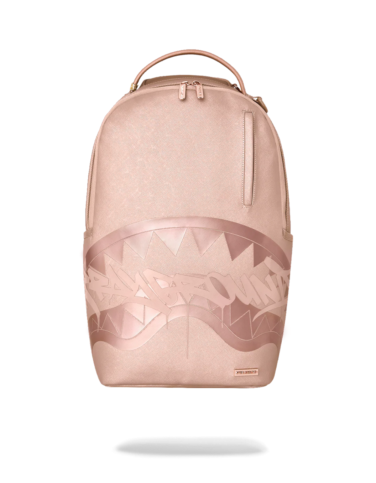 Zaino DevidLabel Sprayground Rose Ghost Drip color rosa metallizzato con iconico design a bocca di squalo