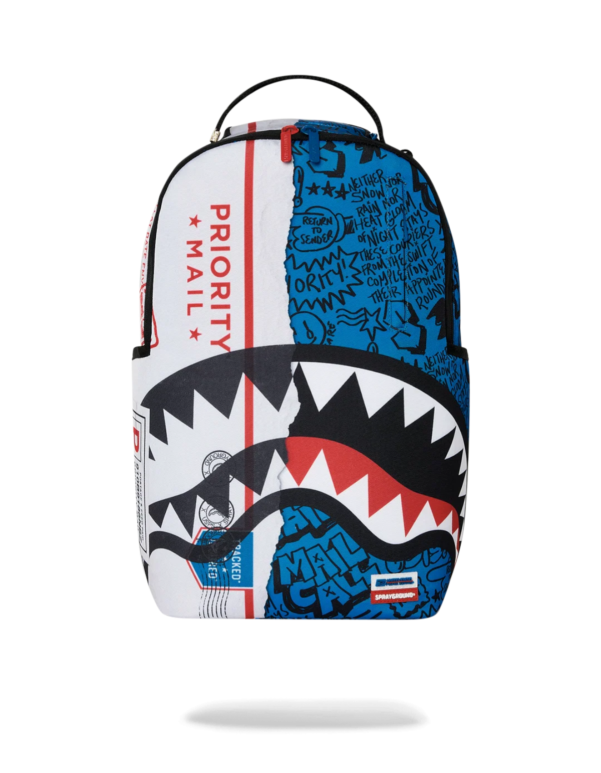 Zaino DevidLabel Sprayground con grafica USPS Priority Mail, design a squalo e scomparto per laptop