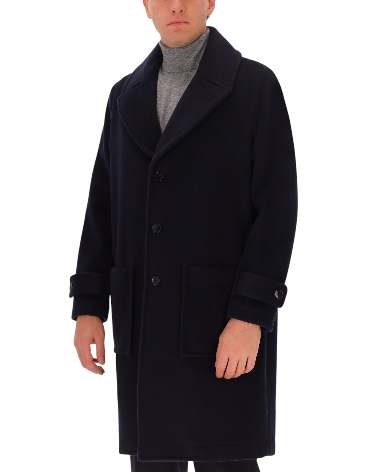 Distretto12 cappotto Manchester blu - indossato fronte