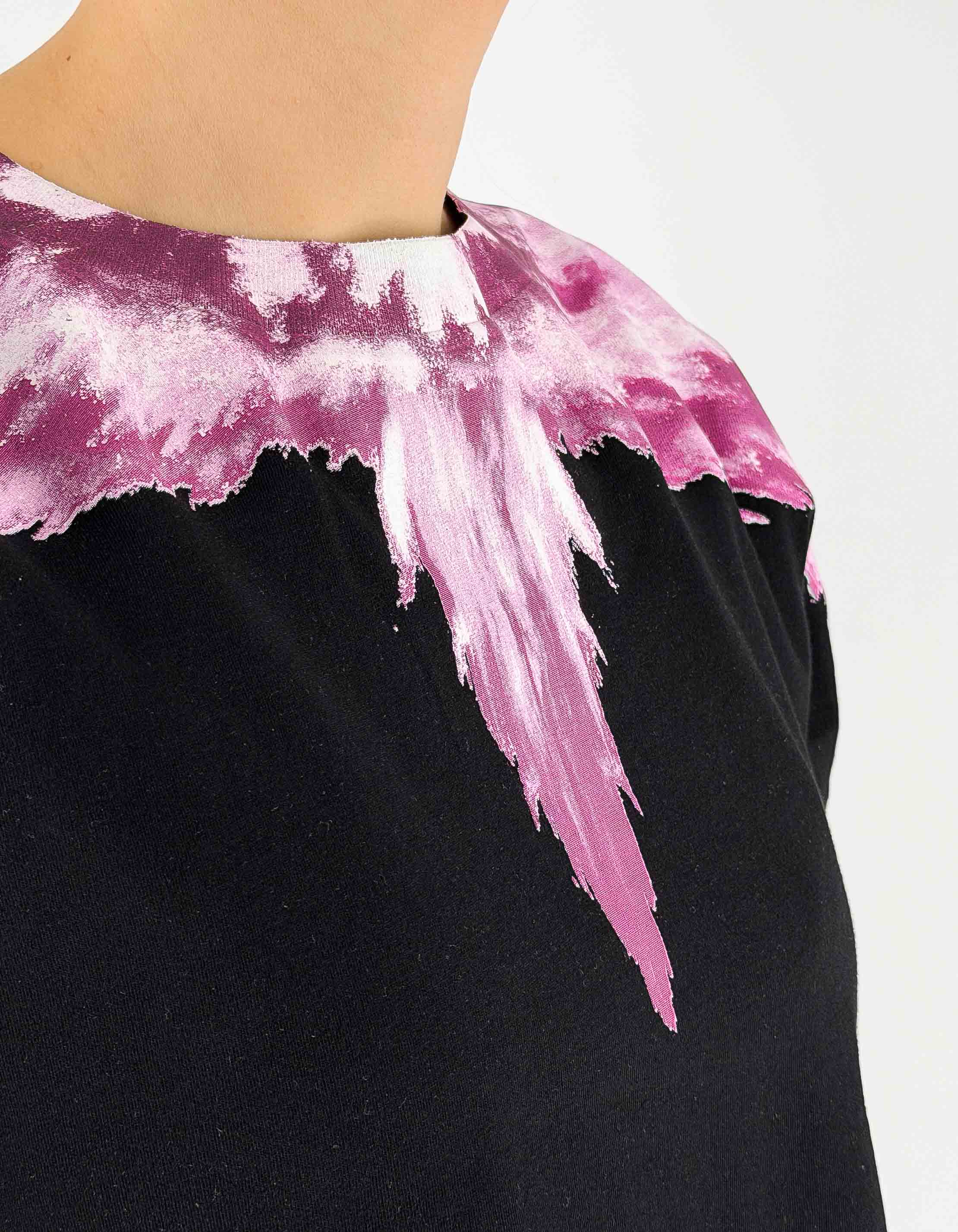 Maglia Crop In Jersey Nero Wings Pink Explosion