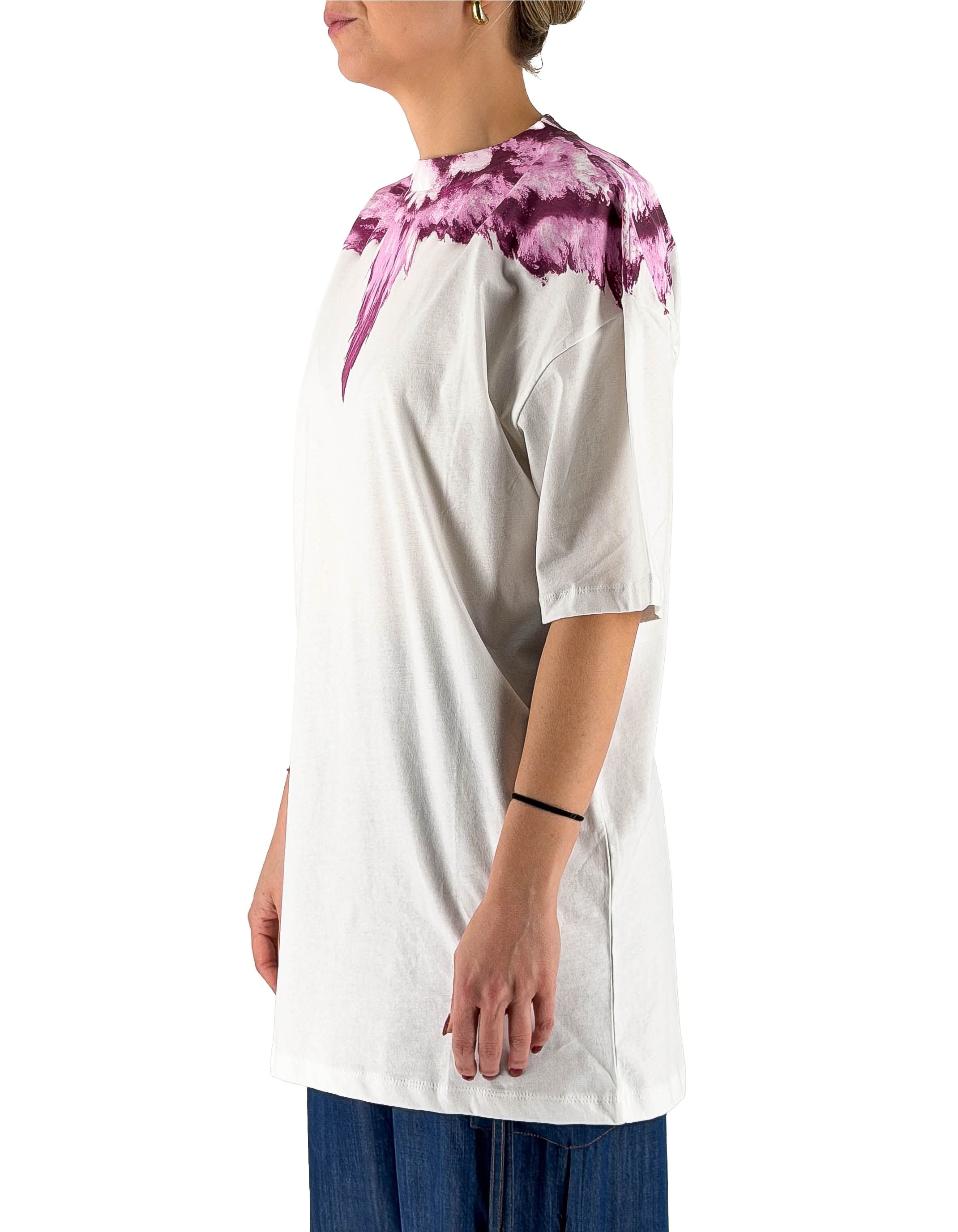 Abito Donna In Jersey Bianco Wings Pink Explosion