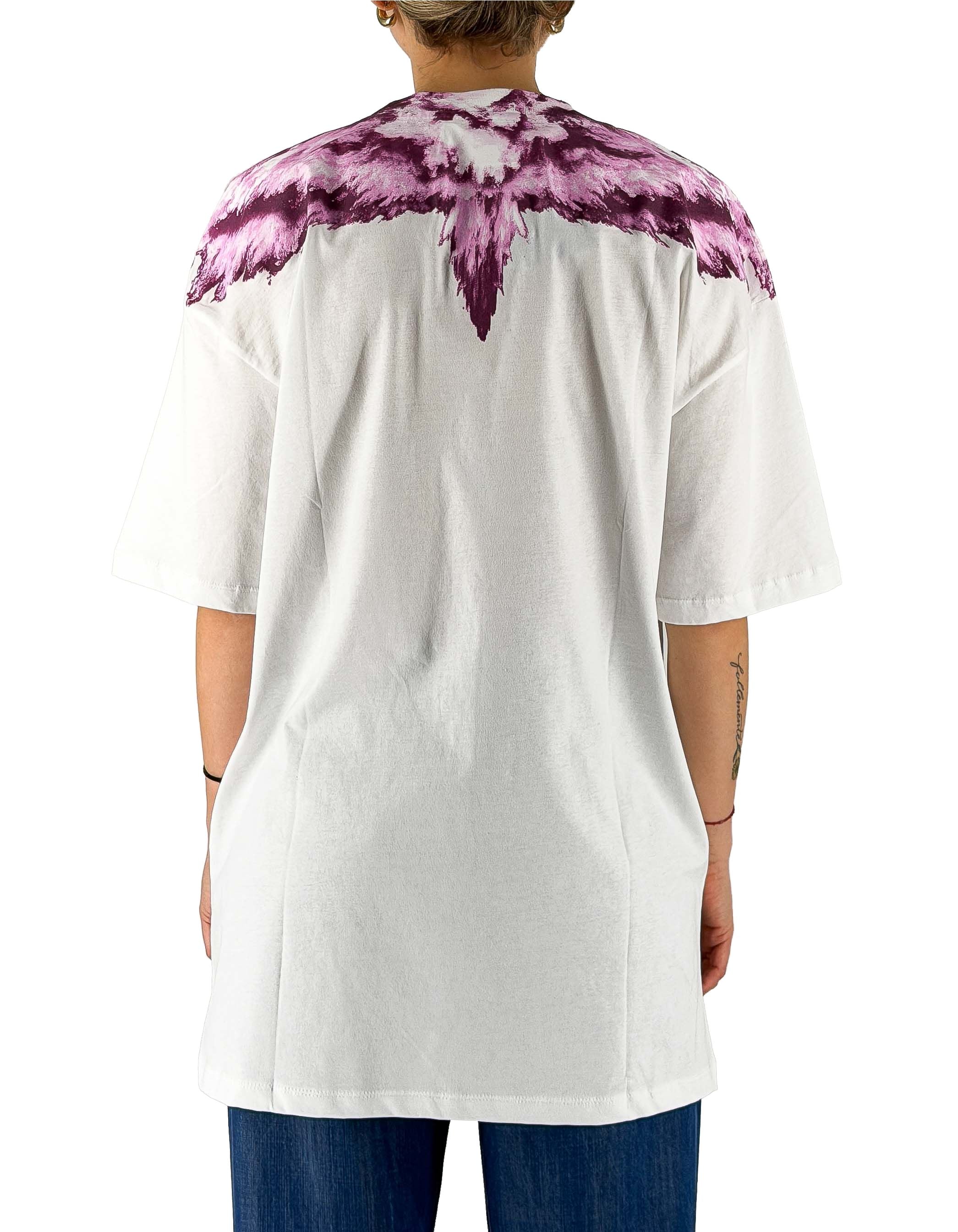 Abito Donna In Jersey Bianco Wings Pink Explosion