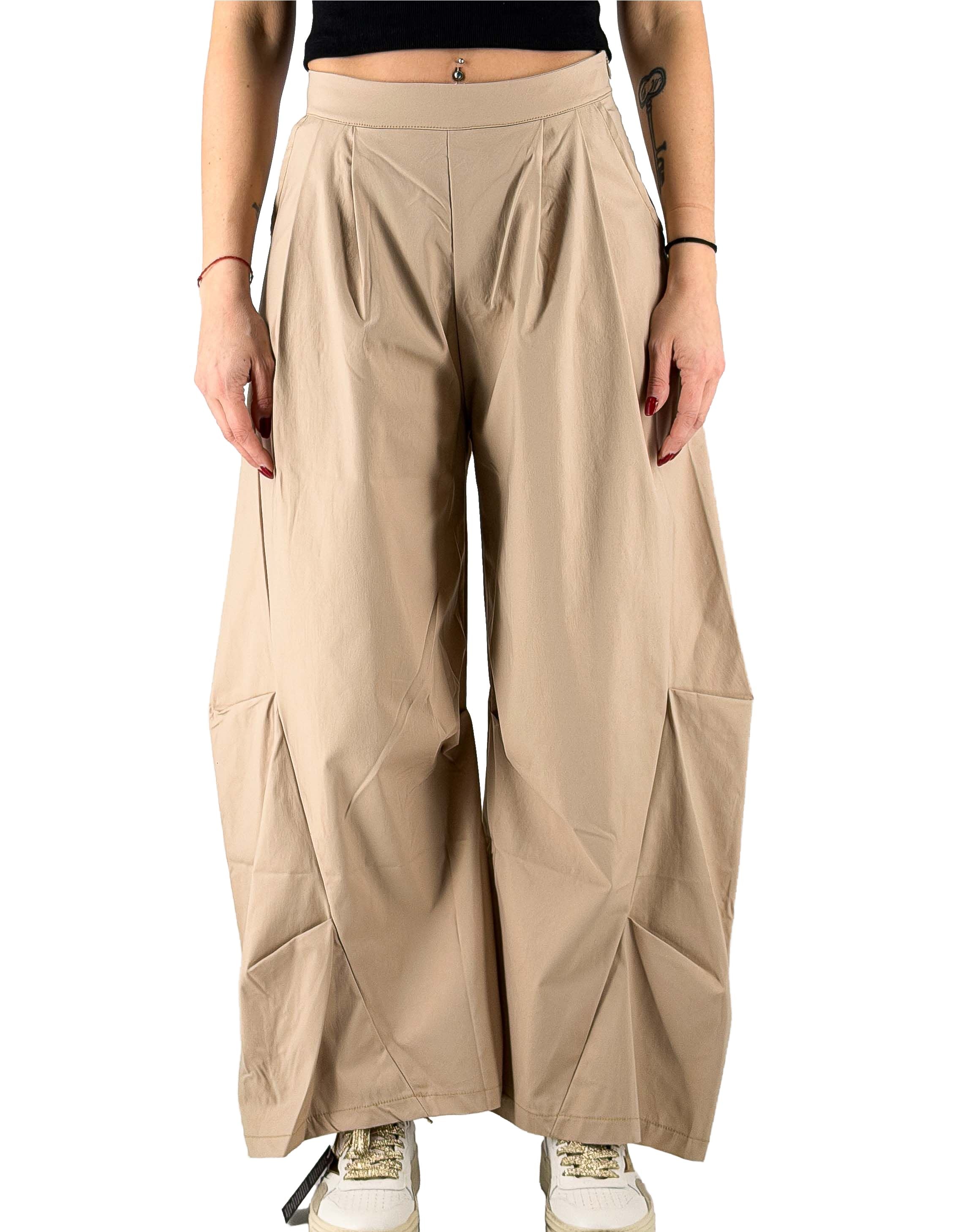 Pantalone Donna In Tela Di Cotone Nm Sabbia