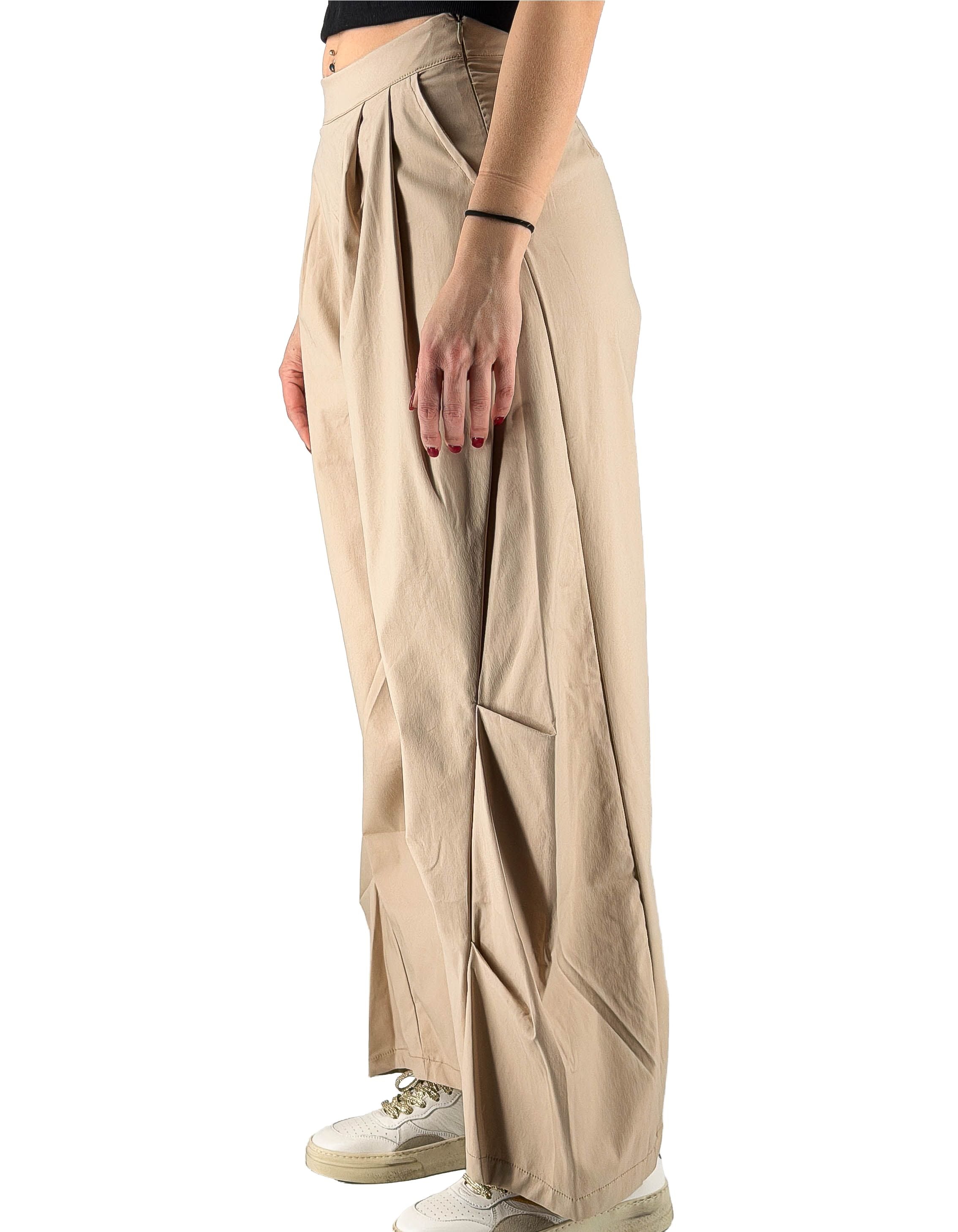 Pantalone Donna In Tela Di Cotone Nm Sabbia