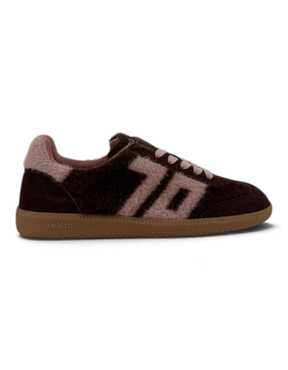 Sneaker donna Back70 Mohair in mohair marrone coffee e rosa con suola in gomma, stile casual autunno inverno DevidLabel