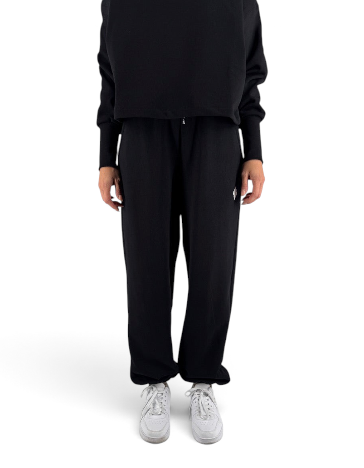Pantalone donna oversize in felpa nero DevidLabel con vestibilità ampia e stile streetwear