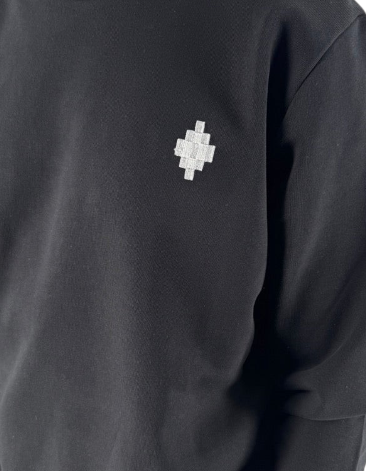 Felpa girocollo nera in cotone DevidLabel Marcelo Burlon County Of Milan con logo a croce ricamato sul petto