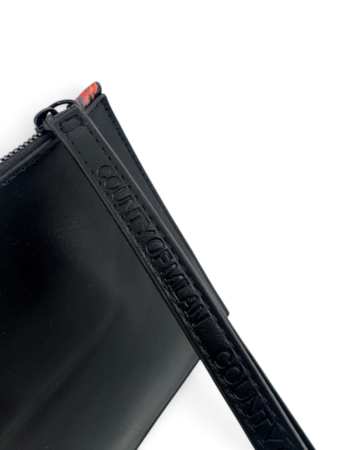 Pochette DevidLabel Marcelo Burlon - County Of Milan in pelle nera con dettaglio grafico Fire Wings e logo impresso