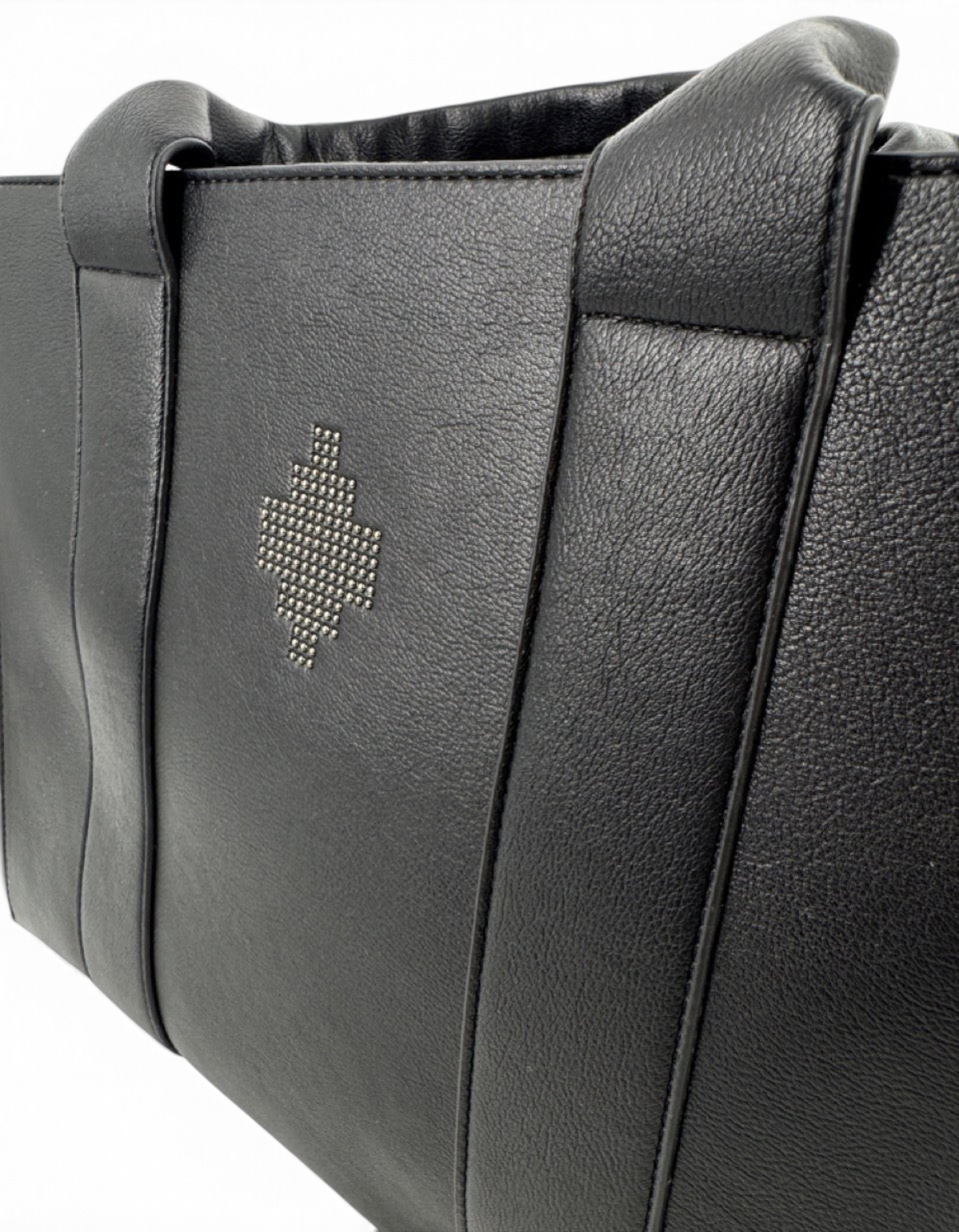 Borsa tote media DevidLabel Marcelo Burlon - County Of Milan in pelle nera con logo borchiato frontale